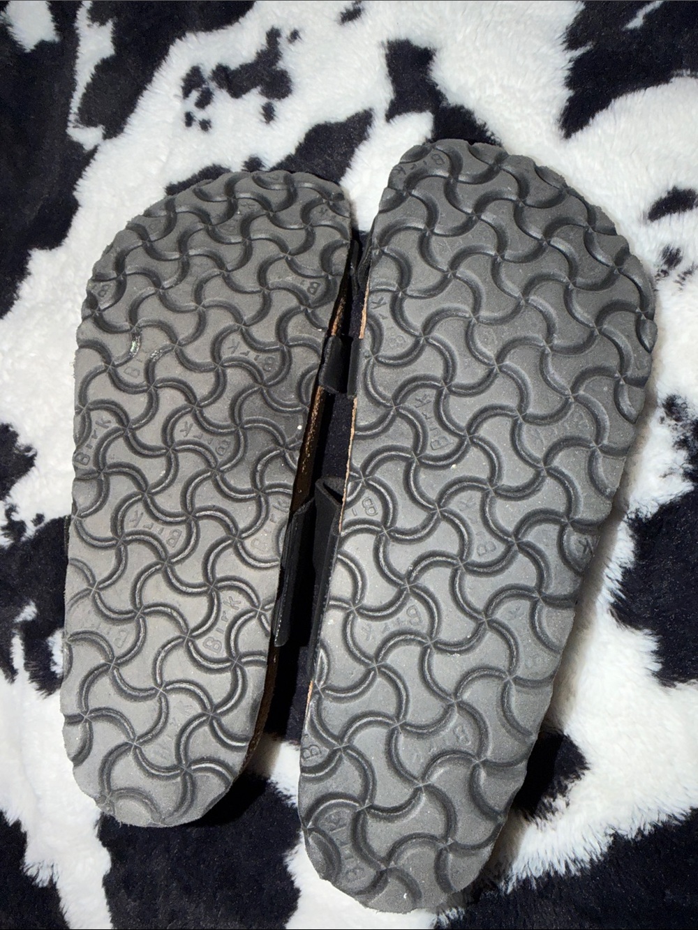 Birkenstock Black Leather Two-Strap Slide Sandals - Picture 4 of 5